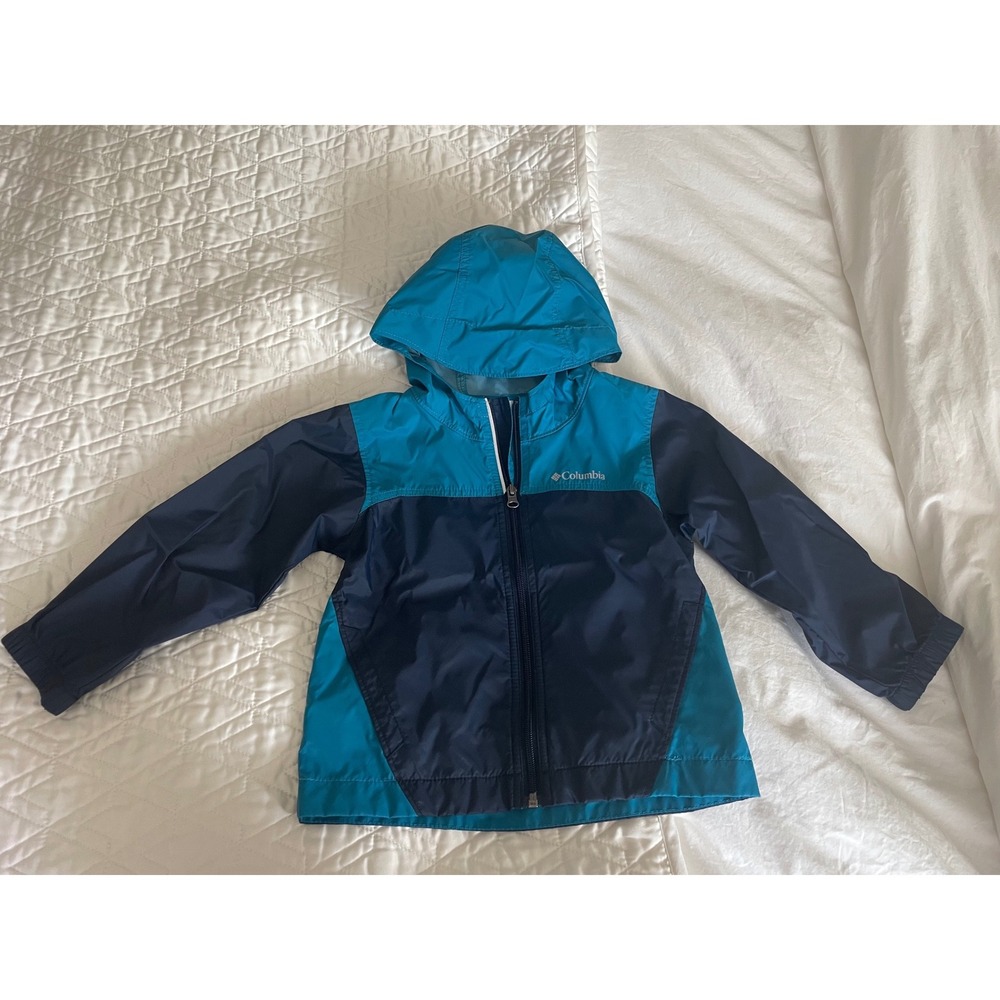 Columbia Glennaker Rain Windbreaker Jacket Blue Colorblock Hooded Size 4T